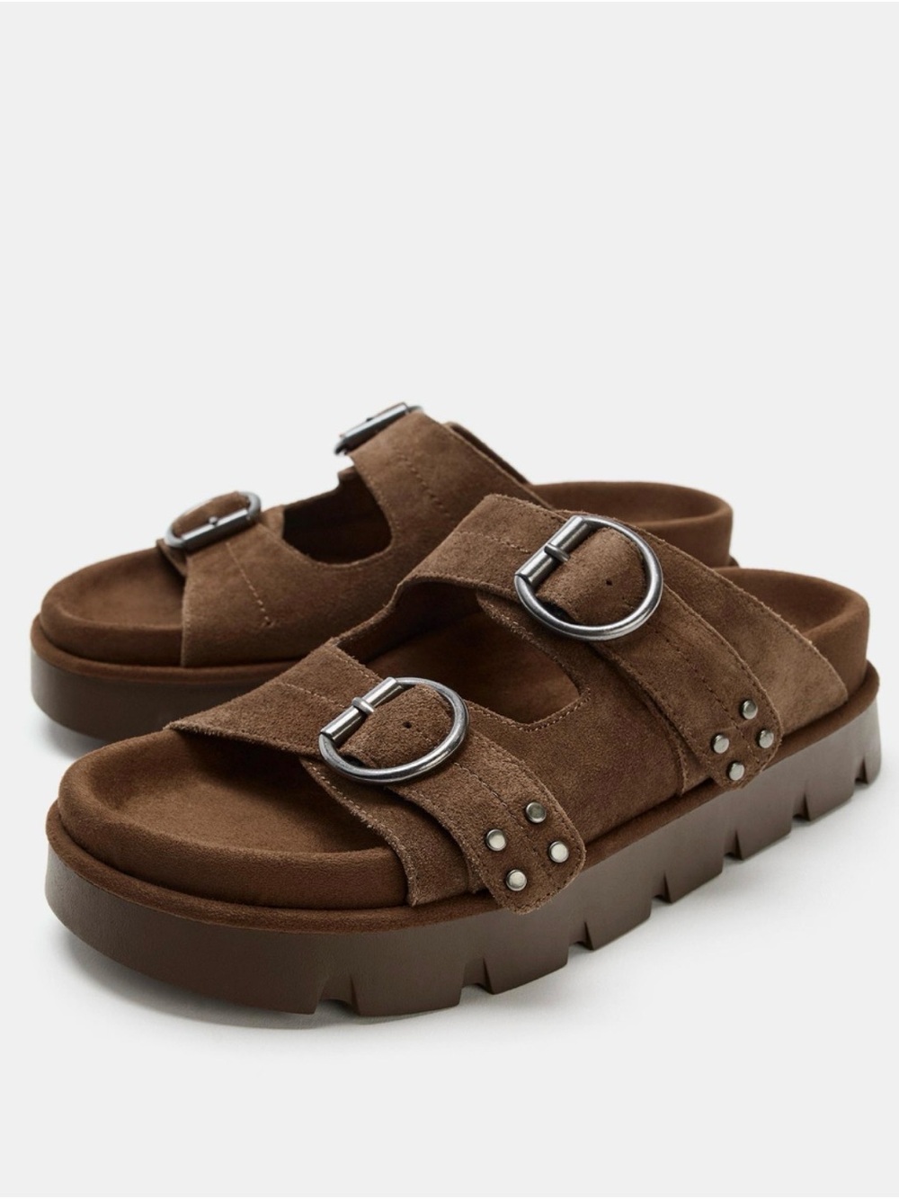 Zara Buckled Suede Platform Sandals